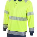 Beeswift High Visibility Two Tone Long Sleeve Polo Shirt Saturn Yellow/Navy Blue 3XL BSW34403