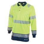 Beeswift High Visibility Two Tone Long Sleeve Polo Shirt Saturn Yellow/Navy Blue 3XL BSW34403