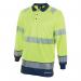 Beeswift High Visibility Two Tone Long Sleeve Polo Shirt Saturn YellowNavy Blue 3XL BSW34403