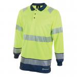 Beeswift High Visibility Two Tone Long Sleeve Polo Shirt Saturn YellowNavy Blue L BSW34405