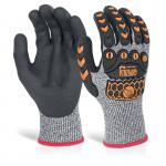 Beeswift Glovezilla Nitrile Palm Coated Gloves PVC back of Hand Protection 1 Pair Grey Medium BSW35133