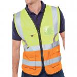 Beeswift Two Tone Executive Waistcoat Saturn YellowOrange 3XL HVWC2TSYOR3XL BSW36420