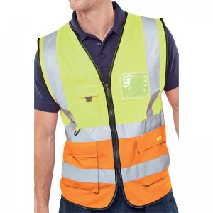 Beeswift Two Tone Executive Waistcoat Saturn YellowOrange 6XL