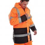 Beeswift Fleece Lined High Visibility Traffic Jacket OrangeBlack 2XL CTJFLTTORBL2XL BSW37710