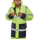 Beeswift Fleece Lined High Visibility Traffic Jacket Saturn YellowNavy Blue 2XL CTJFLTTSYN2XL BSW37719