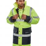Beeswift Fleece Lined High Visibility Traffic Jacket Saturn YellowNavy Blue 4XL CTJFLTTSYN4XL BSW37721