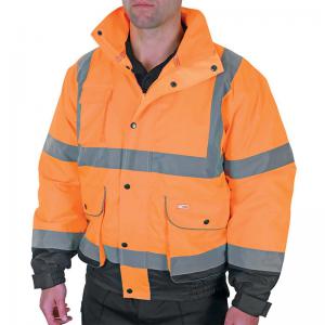 Beeswift Two Tone High Visibility Constructor Bomber Jacket OrangeNavy