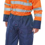 Beeswift Two Tone Hi Visibility Thermal Waterproof Coverall Orange/Navy Blue L BSW38860