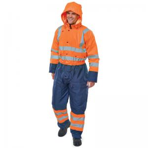 Beeswift Two Tone Hi Visibility Thermal Waterproof Coverall OrangeNavy