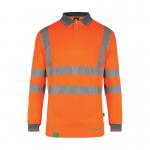 Beeswift Envirowear High Visibility Long Sleeve Polo Shirt Orange 3XL BSW40076