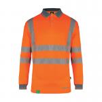 Beeswift Envirowear High Visibility Long Sleeve Polo Shirt Orange M EWCPKLSORM BSW40082