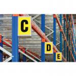 The photograph shows a sign for Beaverswood Supply Ltd Warehouse, with self-adhesive bay markers. The sign is 260mm in height and 167mm in width, and features a single digit, BA1.