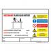 The picture shows a yellow and black sign with the words Beaverswood Supply Ltd Warehouse Signage prominently displayed. Below it is a weight load identification label for the mezzanine floor, indicating a maximum weight of 210 kilograms by 295 kilograms. The sign has a standard rectangular shape and is attached to a wall.