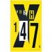 Complete Packs of Self-Adhesive Numbers - H.21 x W.56mm - Yellow F5 Pack 0 - 9