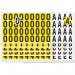 Complete Packs of Self-Adhesive Letters - H.38 x W.90mm - Yellow F6 Pack A - Z