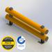 This photo features a double low level bumper barrier from Beaverswood Supply Ltd, measuring 1900mm in width. The barrier is safety yellow in color, and is designed to protect against low-lying obstacles in warehouse and industrial settings.