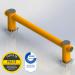 The photo displays a single yellow safety barrier from Beaverswood Supply Ltd, specifically designed for their racking accessories. This barrier is 1200mm in width and features the companys name and logo prominently. The vibrant yellow color adds a pop of color to any warehouse or storage space.