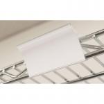 The photograph captures the sleek design of Beaverswood Supply Ltds warehouse signage featuring wire shelving clip holders. The pack of 50 holders are H.43 x W.75mm in size and provide efficient organization for any storage space.