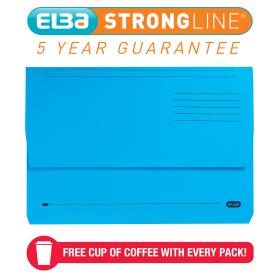 Elba Strongline Document Wallet Bright Manilla Foolscap Blue (Pack of 25) 100090140 BX03221