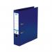 This picture shows various Elba lever arch files, featuring a 70mm spine and plastic construction. The files are designed for A4-size paper and come in a vibrant blue color.