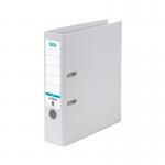 This photo features a collection of Elba 70mm lever arch files in white plastic, designed to hold A4 size documents. The durable construction and 100102160 BX145007 label can be seen clearly on the spines of the files.