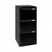 The photo shows three black Bisley steel filing cabinets, each with three drawers. The cabinets are 470x622x1016mm in size and have a sleek design. The cabinets are neatly arranged, providing a clean and organized storage solution for files and documents. The black color adds a touch of elegance to any office space.
