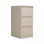 This image features Bisley steel filing cabinets, specifically the 3 drawer model measuring 470x622x1016mm, in a solid goose grey color. The cabinets are sleek and orderly, with a clean and professional appearance.