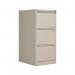 This image features Bisley steel filing cabinets, specifically the 3 drawer model measuring 470x622x1016mm, in a solid goose grey color. The cabinets are sleek and orderly, with a clean and professional appearance.
