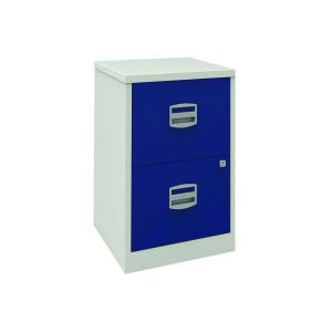 Image of Bisley 2 Drawer Home Filing Cabinet A4 413x400x672mm GreyBlue