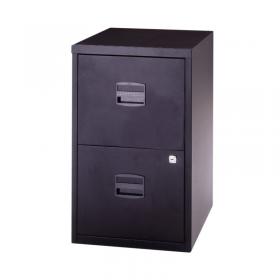 Bisley 2 Drawer Home Filing Cabinet A4 413x400x672mm Black PFA2-03 BY59448