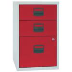 Bisley 3 Drawer Home Filing Cabinet A4 413x400x672mm Grey/Red PFA3-8794 BY61415