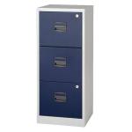 Bisley 3 Drawer Home Filing Cabinet A4 413x400x1015mm Grey/Blue BY78727 BY78727