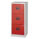 Bisley 3 Drawers Home Filing Cabinet A4 413x400x1015mm Grey/Red BY78728 BY78728