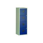 Bisley 4 Drawer Home Filing Cabinet A4 413x400x1282mm Grey/Blue BY78729 BY78729