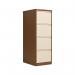 The image shows a sleek and modern Bisley 4-drawer filing cabinet in a subtle coffee cream color. It is made of durable steel with a lockable design for added security. The cabinet measures 470x622x1321mm and is perfect for organizing documents and files in any office setting.
