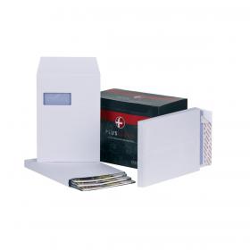 Plus Fabric Envelopes PEFC Wdw Peel & Seal Gusset 120gsm C4 324x229x25mm White Ref C27566 Pack of 100 C27566