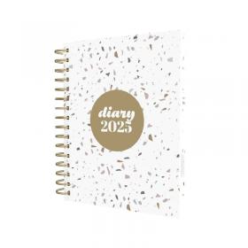 Collins Day To Page Diary Scandi Terrazzo Design A5 White E-PW51.WHTZ-25 CDPW51WHTZ25