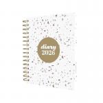 Collins Day To Page Diary Scandi Terrazzo Design White A5 2026 E-PW51.WHTZ-26 CDPW51WHTZ26
