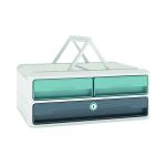 CEP MoovUp 3 Drawer Module Polystyrene with Key Lock and Handles Mint/Storm Grey 1091212961 CEP01477