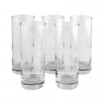This picture features a set of six clear tall tumblers made of unbranded cutlery and crockery. Each tumbler has a capacity of 36.5cl and is perfect for serving drinks.