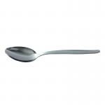 The photograph shows a set of 12 dessert spoons made of stainless steel cutlery and crockery, with no brand name visible. The spoons have a sleek and modern design, perfect for adding a touch of elegance to any dining table.