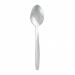 This photograph features a set of 12 stainless steel teaspoons from Unbranded Cutlery and Crockery. The utensils have a sleek and modern design, with a glossy finish. Each teaspoon is individually wrapped and placed in a neat row, creating a clean and organized display.