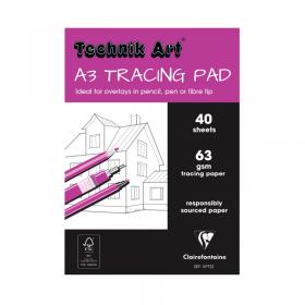 Clairefontaine Technik Art Tracing Pad 63gsm A3 40 Sheets XPT3 CH21031