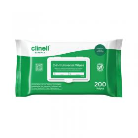 Clinell Universal 2-in-1 Disinfectant Wipes (Pack of 200) CW200B CL54450