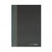 The picture features a stack of Collins hardback books with a sleek black cover, labeled Ideal A4 Cashbook. Each book contains 192 pages and has a distinct casebound feint design.