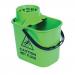 2Work Plastic Mop Bucket with Wringer 15 Litre Green CNT00066 CNT00066