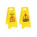 2Work Folding Safety Sign Caution Wet Floor Yellow CNT00356 CNT00356