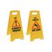 2Work Folding Safety Sign Caution Wet Floor Yellow CNT00356 CNT00356