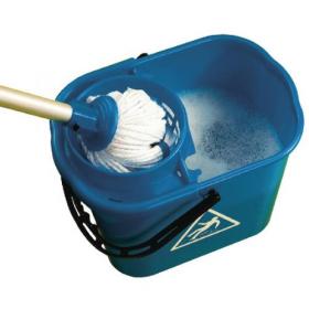 2Work Plastic Mop Bucket With Wringer 15 Litre Blue CNT00660 CNT00660