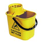 2Work Plastic Mop Bucket with Wringer 15 Litre Yellow 102946YL CNT00691